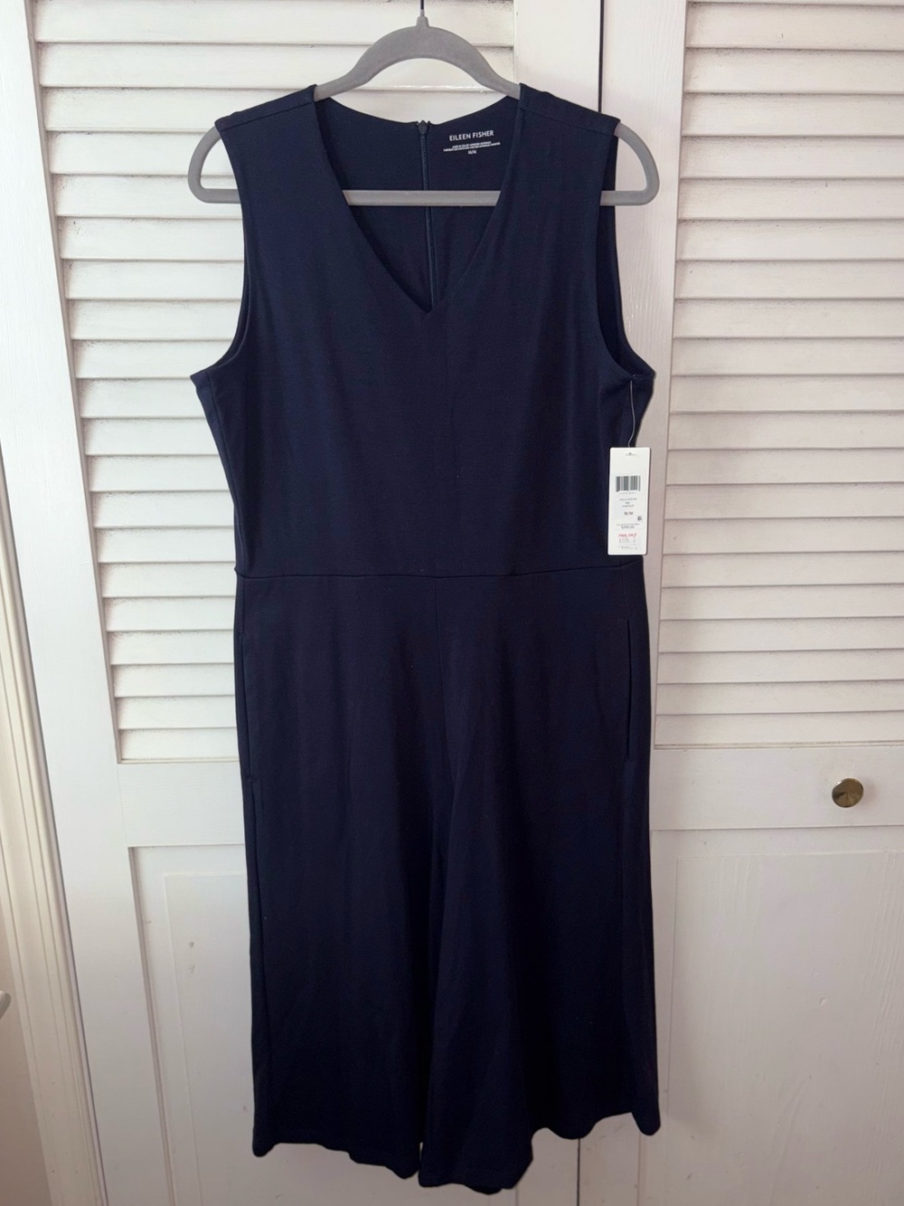NWT Eileen Fisher Ink Blue Sleeveless Wide Leg Cropped Jumpsuit M - Picture 2 of 6